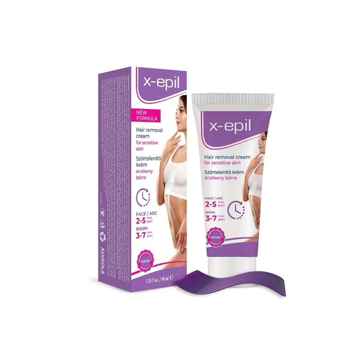 X-Epil, X-Epil, Silky Finish, Hair Removal Cream, For Sensitive Skin, For Underarms & Bikini Area, 40 ml - Teknashop Ltd