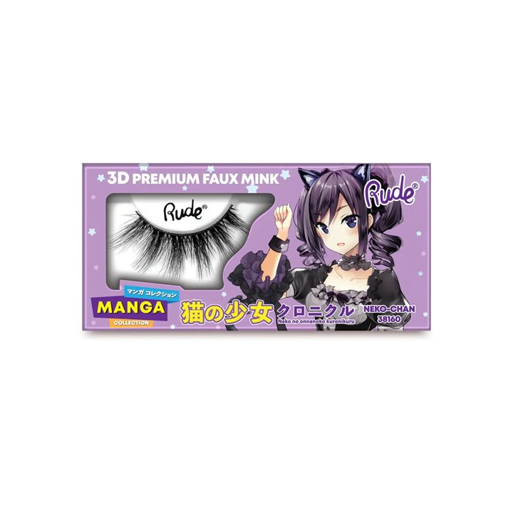 Rude Cosmetics, Chibi Manga Faux Mink - Neko-Chan, False Eyelashes - Teknashop Ltd