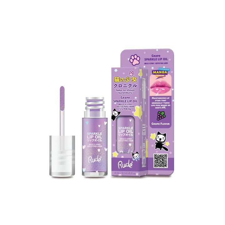 Rude Cosmetics, Grape Sparkle, Lip Oil, 4 ml - Teknashop Ltd