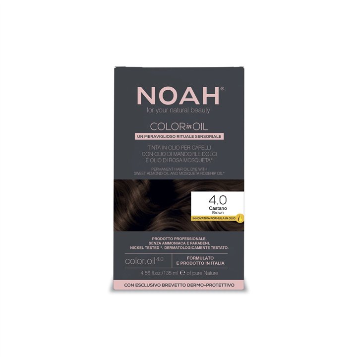 Noah, Color In Oil, Permanent Hair Colouring Oil, Grey Coverage & Long-Lasting Colour, 4.0 Brown, 135 ml - Teknashop Ltd