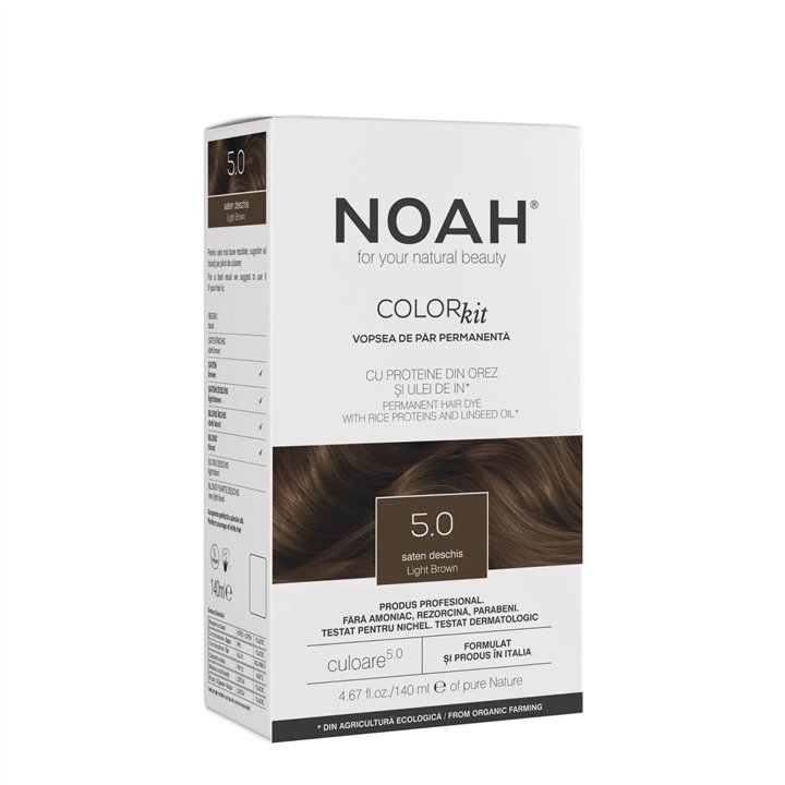 Noah, Permanent Hair Colour, Permanent Hair Dye, 5.0 Light Brown, 140 ml - Teknashop Ltd