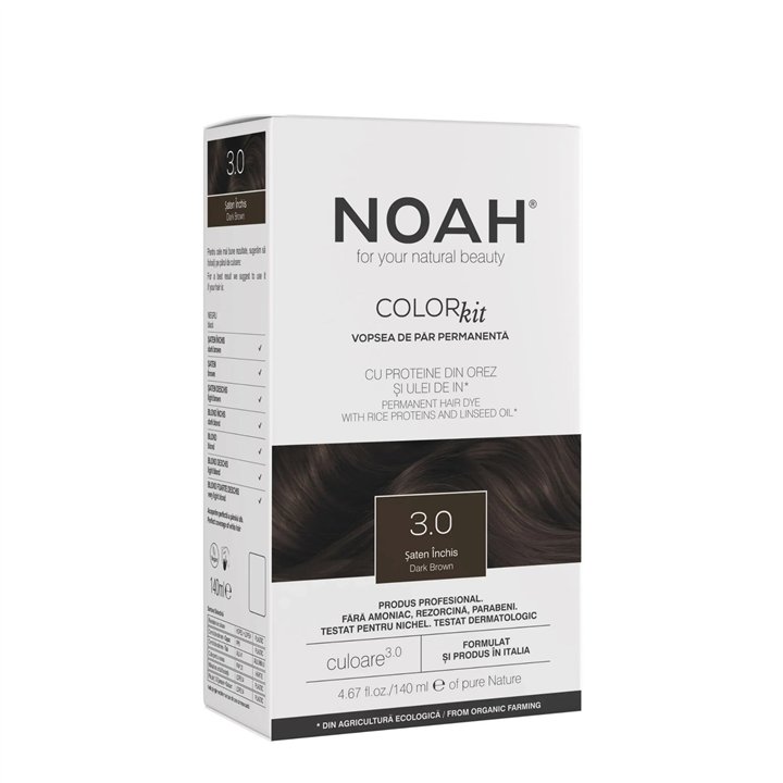 Noah, Permanent Hair Colour, Permanent Hair Dye, 3.0 Dark Brown, 140 ml - Teknashop Ltd