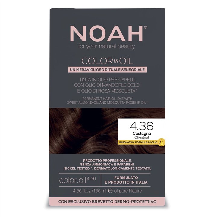 Noah, Color In Oil, Permanent Hair Colouring Oil, Colouring, 4.36 Chestnut, 135 ml - Teknashop Ltd