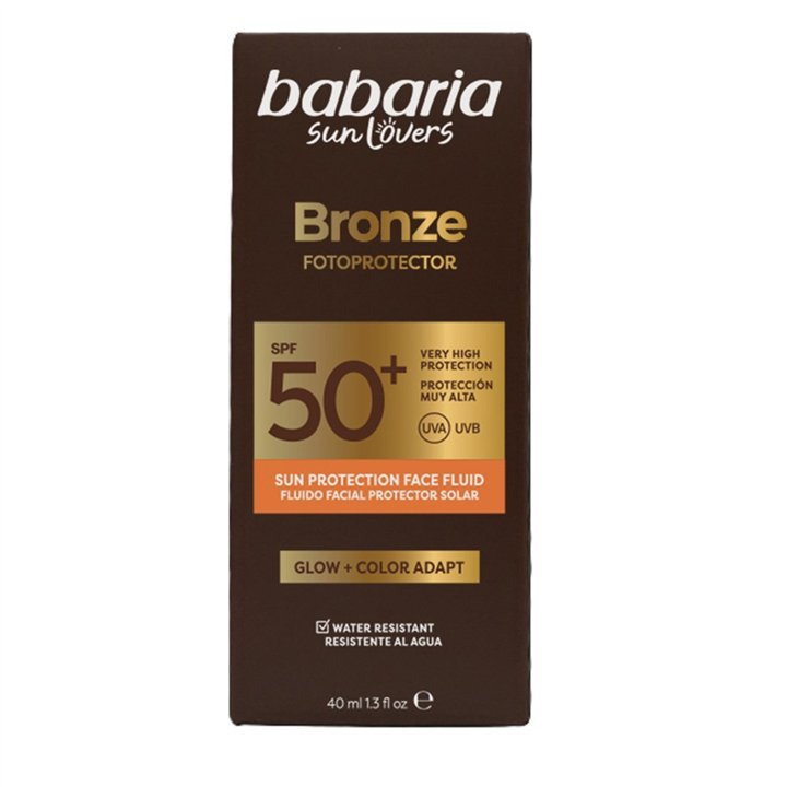 Babaria, Bronze Fotoprotector, Hydrating, Sunscreen Fluid, For Face, SPF 50+, 40 ml - Teknashop Ltd