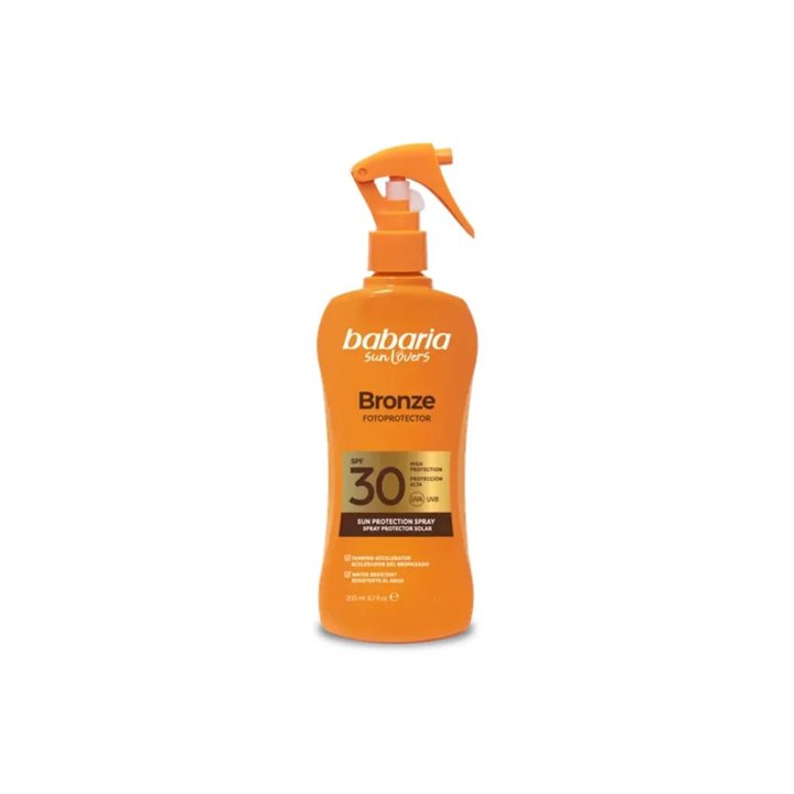 Babaria, Bronze Fotoprotector, Hydrating & Protecting, Sunscreen Spray, SPF 30, 200 ml - Teknashop Ltd