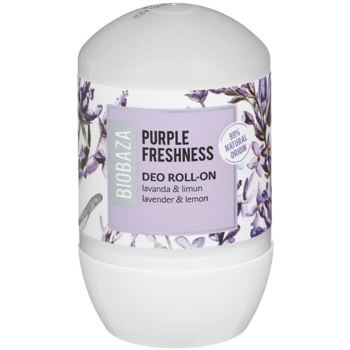 Biobaza, Purple Freshness, Natural Ingredients, Refreshing, Floral & Citrus, Deodorant Roll-On, For Women, 50 ml - Teknashop Ltd