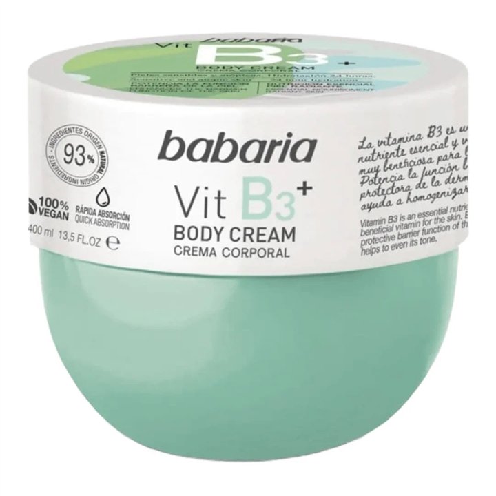 Babaria, Vitamin B3, Hydrating & Nourishing, Body Cream, Daily, 400 ml - Teknashop Ltd