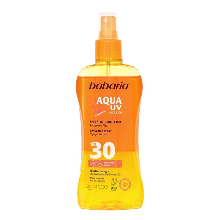 Babaria, Aqua UV, Sun Protection, Sunscreen Spray, SPF 30, 200 ml - Teknashop Ltd