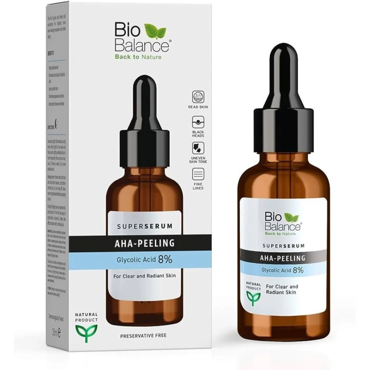 Bio Balance, AHA-Peeling, Exfoliating & Brightening, Night, Serum, For Face, 30 ml - Teknashop Ltd