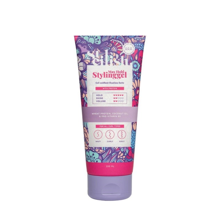 Steilish, Max Hold, Hair Styling Gel, Curly Definition & Anti-Frizz, Strong, 200 ml - Teknashop Ltd
