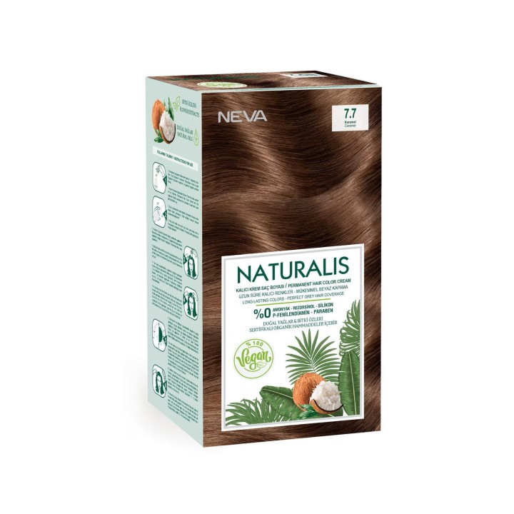 Neva, Naturalis, Permanent Hair Dye, 7.7 Caramel, 150 ml - Teknashop Ltd