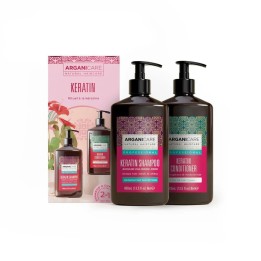 Set Arganicare: Keratin, Hair Leave-In Conditioner, Shiny, 400 ml + Keratin, Hair Shampoo, Repairing & Nourishing, 400 ml - Tekn