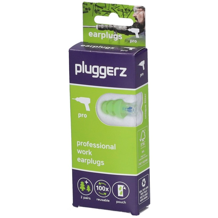 Pluggerz, Pro, Earplugs, Green, 4 pcs - Teknashop Ltd