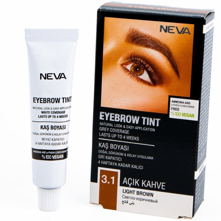 Neva, Eyebrow Tint, Permanent Hair Dye,  Light Brown, 30 ml - Teknashop Ltd