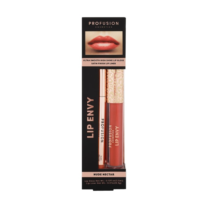 Set Profusion Cosmetics: Lip Envy Nude Nectar, Lip Gloss, 3.5 ml + Lip Envy Nude Nectar, Lip Liner, 0.3 g - Teknashop Ltd
