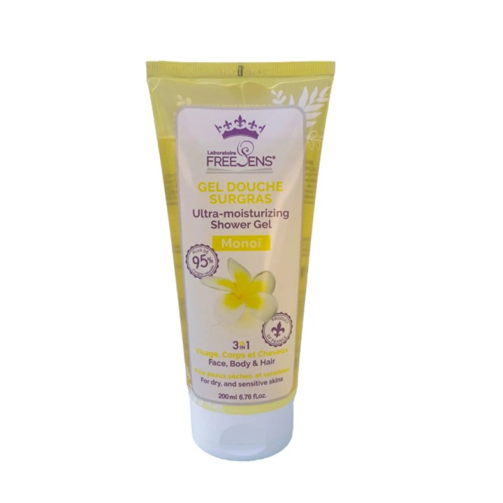 Laboratoire Freesens, Freesens, Monoi, Cleansing & Softening, Shower Gel, Face, Body & Hair, Dry & Sensitive, 200 ml - Teknashop