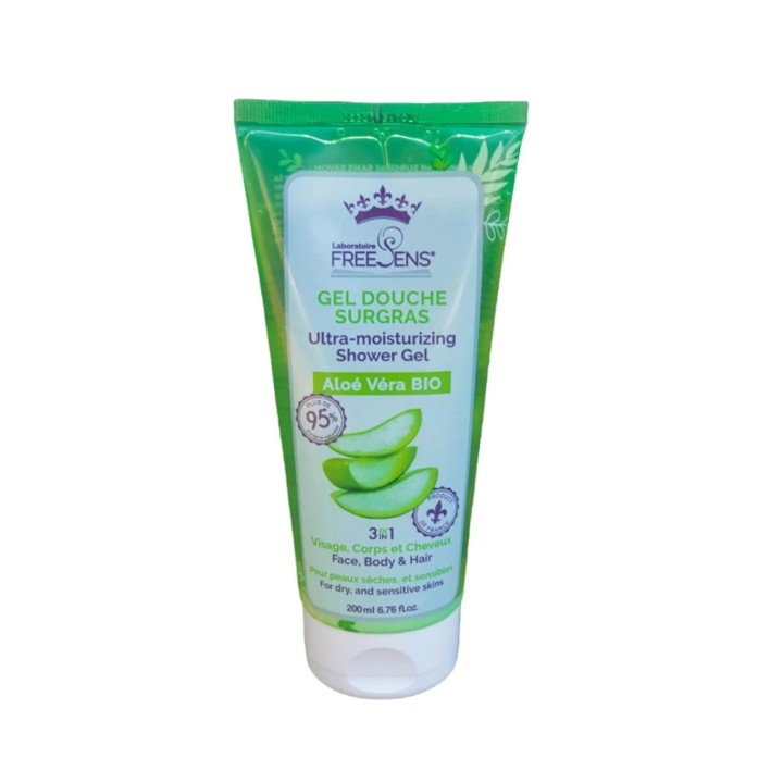 Laboratoire Freesens, Freesens, Organic, Aloe Vera, Hydrating & Cleansing, Shower Gel, Face, Body & Hair, Dry & Sensitive, 200 m