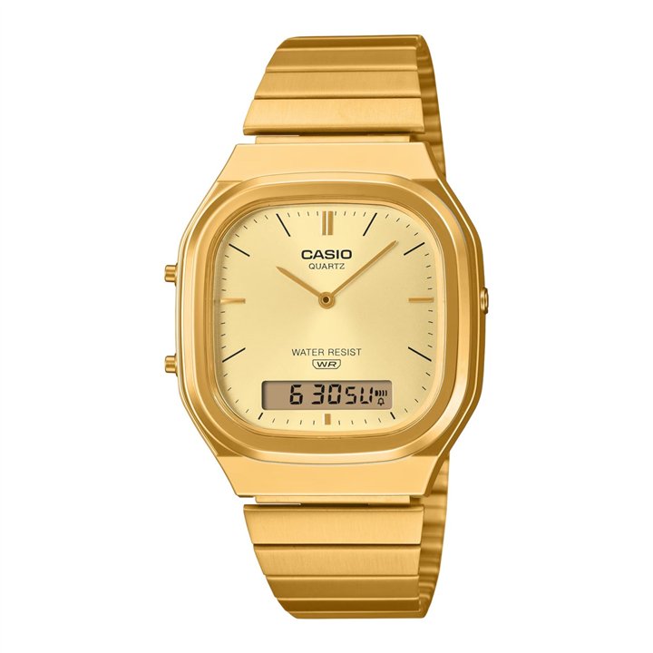 CASIO VINTAGE Mod. EDGY ROUNDED SQUARE - GOLD - WW.AQ-240EG-9AEF - Teknashop Ltd