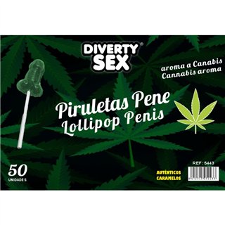 DIABLO GOLOSO - 50 PENIS LOLLIPOPS CANNABIS AROMA - D-244782 - Teknashop Ltd