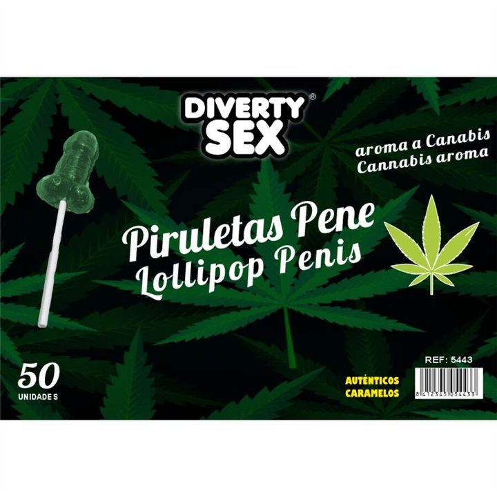 DIABLO GOLOSO - 50 PENIS LOLLIPOPS CANNABIS AROMA - D-244782 - Teknashop Ltd