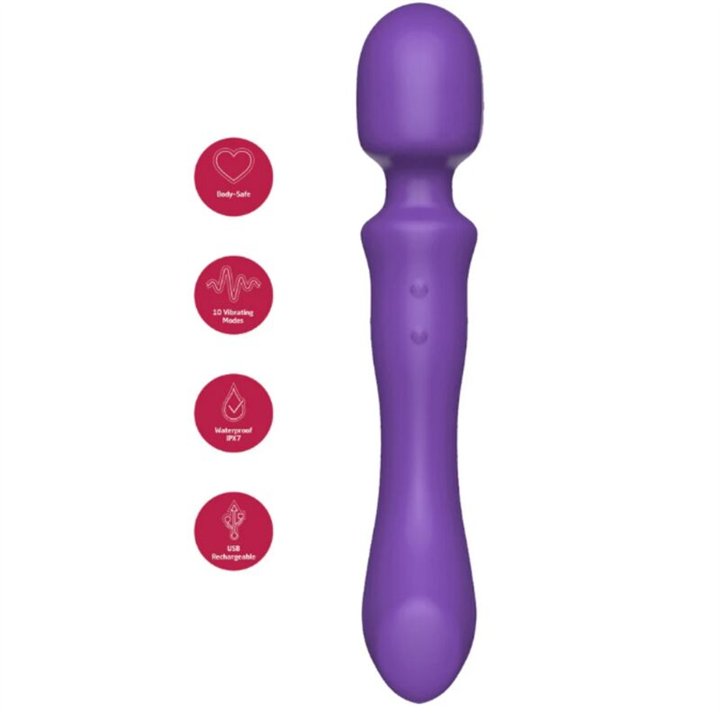 SHE.E.O - DOUBLE-ENDED VIBRATING MASSAGER WAND PURPLE - D-246240 - Teknashop Ltd