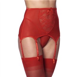 Wide Garter Belt with Stocking Red - R1527.4 - Teknashop Ltd