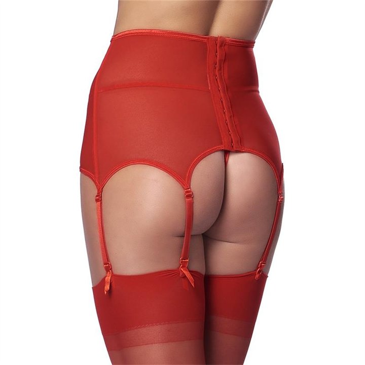 Wide Garter Belt with Stocking Red - R1527.4 - Teknashop Ltd