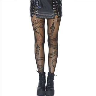LEG AVENUE - STOCKINGS NET SNAKES BLACK - D-237712 - Teknashop Ltd