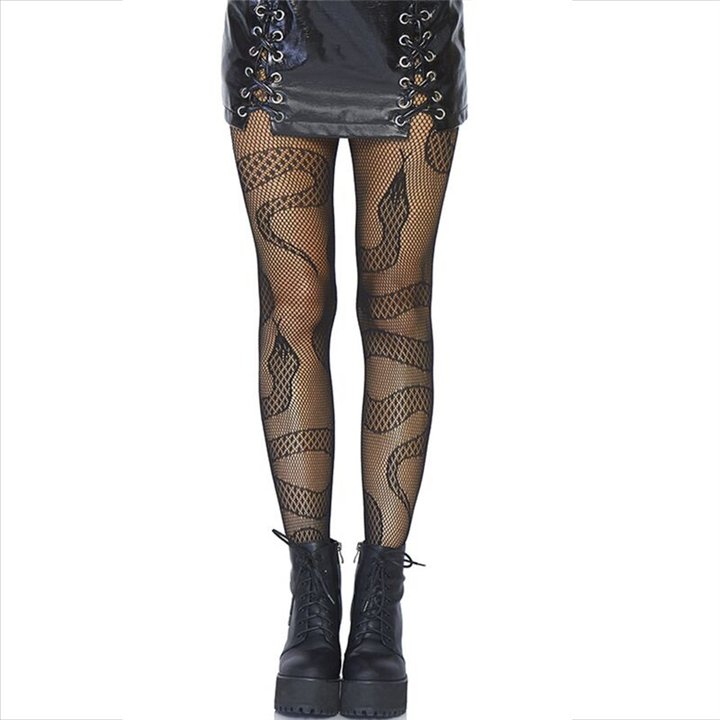LEG AVENUE - STOCKINGS NET SNAKES BLACK - D-237712 - Teknashop Ltd