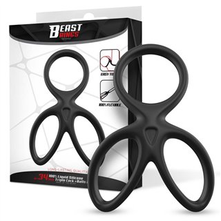 Triple Penis and Testicles Ring Liquid Silicone - BR-189 - Teknashop Ltd