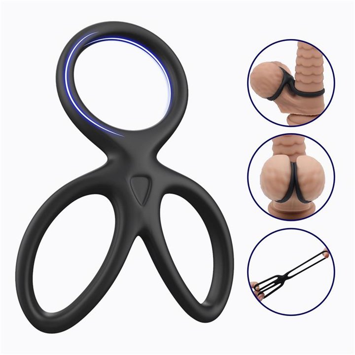 Triple Penis and Testicles Ring Liquid Silicone - BR-189 - Teknashop Ltd