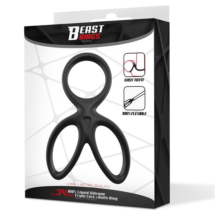 Triple Penis and Testicles Ring Liquid Silicone - BR-189 - Teknashop Ltd
