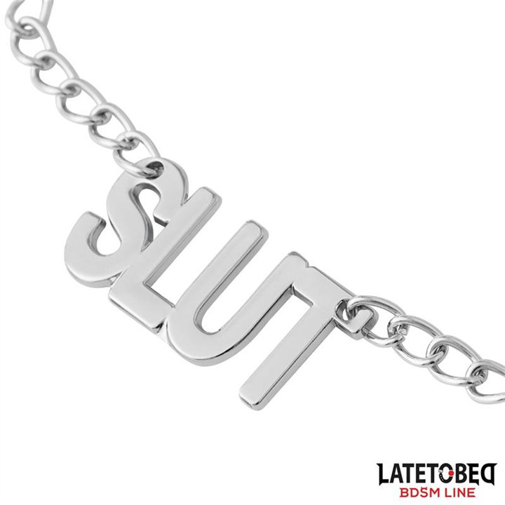 Nipple clamps with Chain - Slut - 8436615001095 - Teknashop Ltd