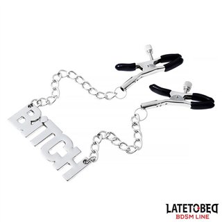 Nipple clamps with Chain  - Bitch - 8436615001118 - Teknashop Ltd