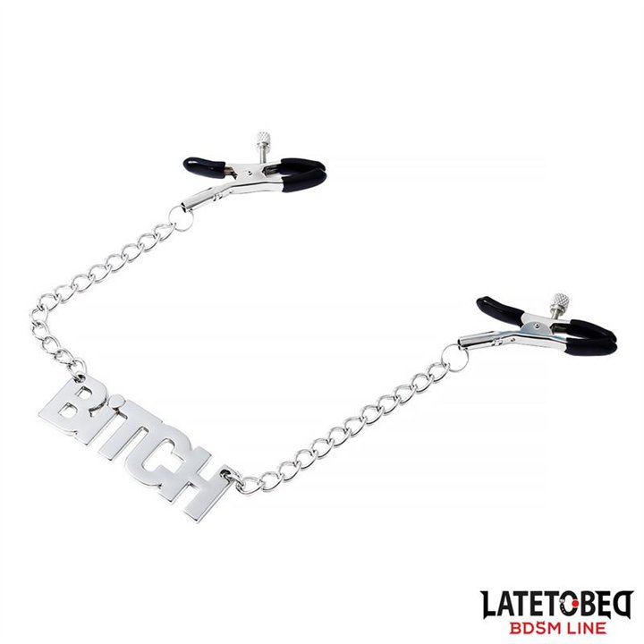 Nipple clamps with Chain  - Bitch - 8436615001118 - Teknashop Ltd