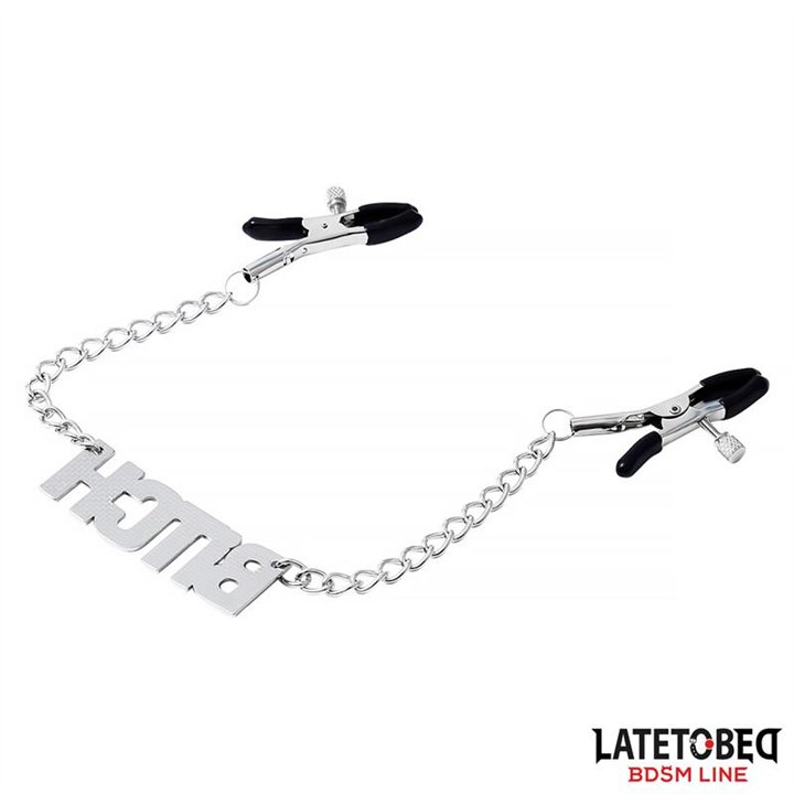 Nipple clamps with Chain  - Bitch - 8436615001118 - Teknashop Ltd