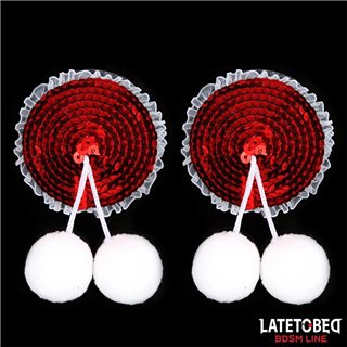 Nipple Pasties with Red Sequin Pom-Pom - 8436615001163 - Teknashop Ltd