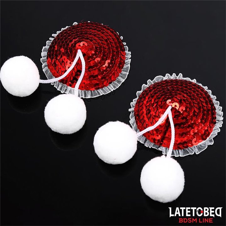 Nipple Pasties with Red Sequin Pom-Pom - 8436615001163 - Teknashop Ltd
