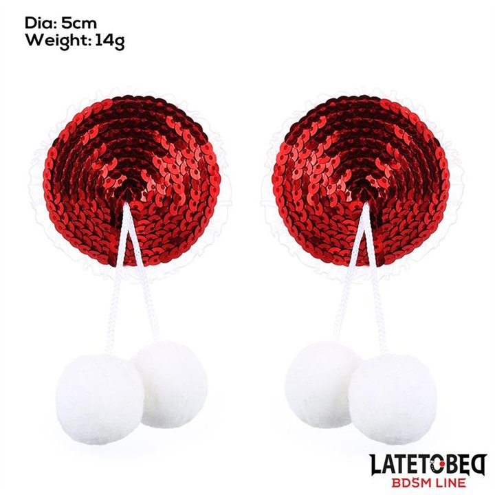 Nipple Pasties with Red Sequin Pom-Pom - 8436615001163 - Teknashop Ltd