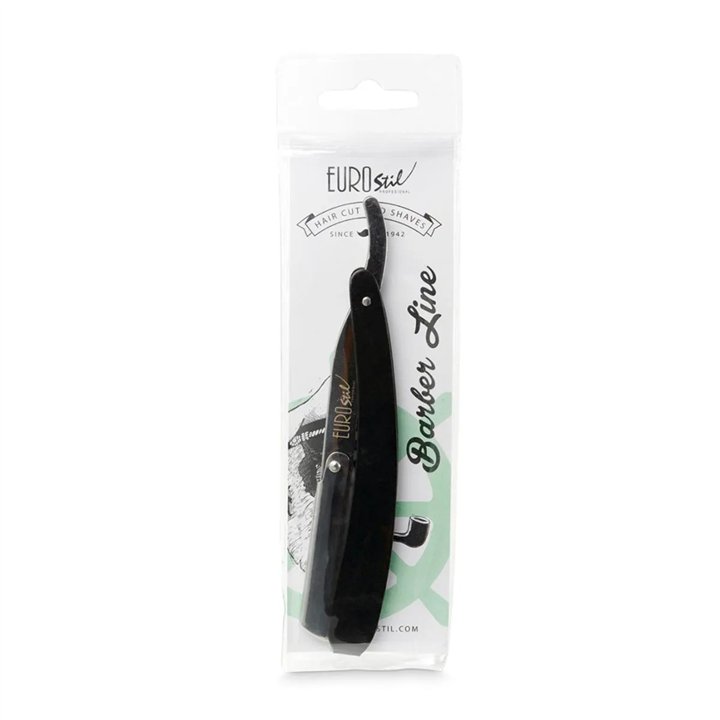 Eurostil Barber Line Navaja De Afeitar Hoja Intercambiable Mango Negro 1un - unisex - Teknashop Ltd