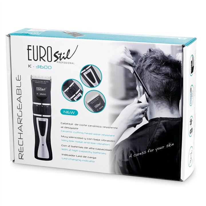 Eurostil Electrica K3600 Ceramico Recargable Maquina Cortapelo Cabello Negro Negro 5w 1un - unisex - Teknashop Ltd