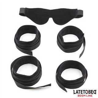 Restraint 3 Pieces Set Blindfold, Anklecuffs and Wristcuffs Adjustable - 8436615001699 - Teknashop Ltd