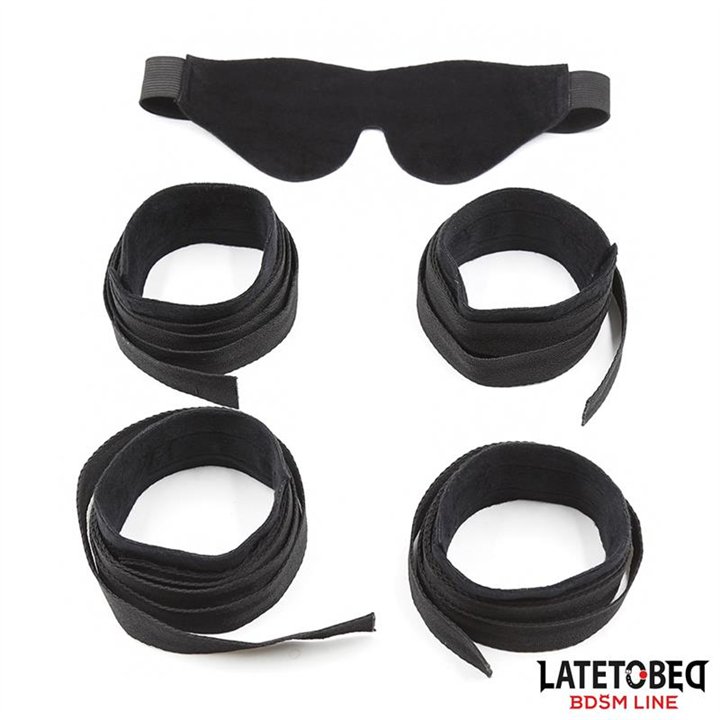 Restraint 3 Pieces Set Blindfold, Anklecuffs and Wristcuffs Adjustable - 8436615001699 - Teknashop Ltd