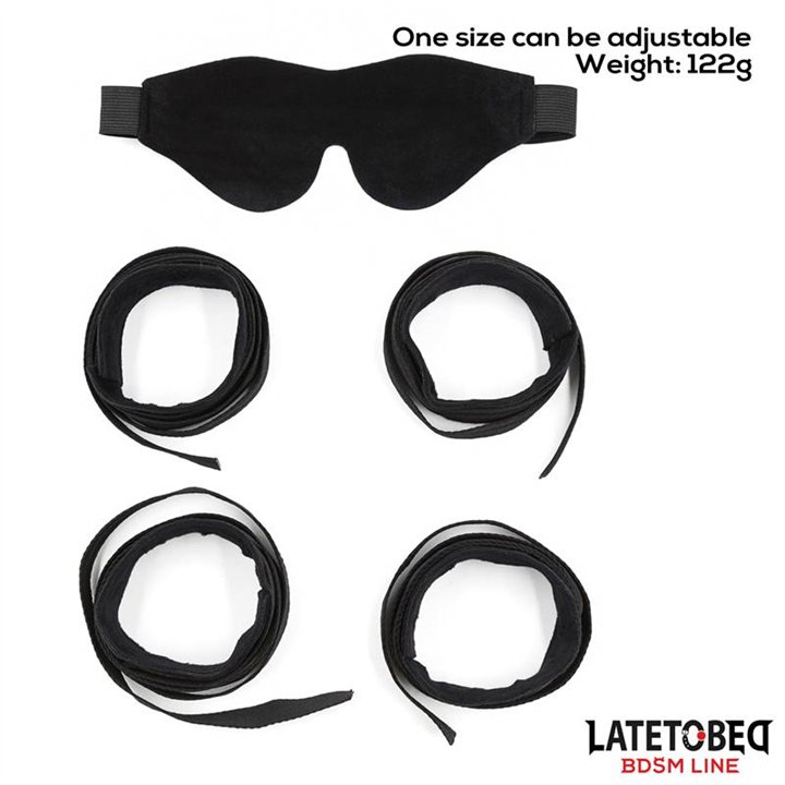 Restraint 3 Pieces Set Blindfold, Anklecuffs and Wristcuffs Adjustable - 8436615001699 - Teknashop Ltd