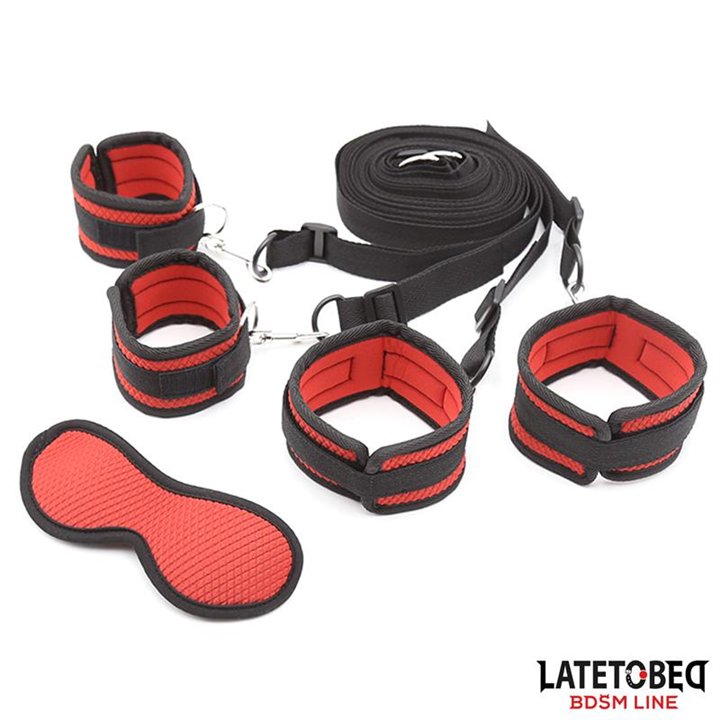 Bed Eestraint Set with Blindfold Adjustable Cuffs - 8436615001705 - Teknashop Ltd