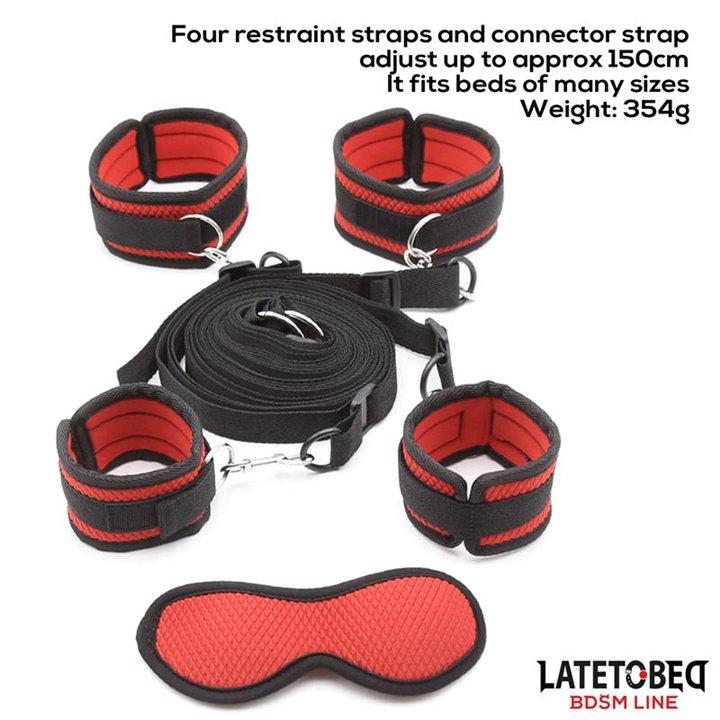 Bed Eestraint Set with Blindfold Adjustable Cuffs - 8436615001705 - Teknashop Ltd