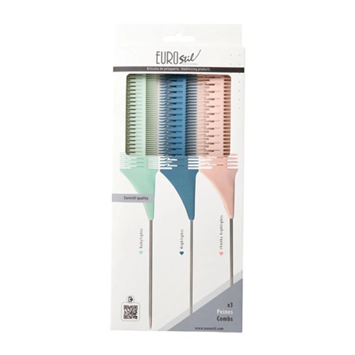 Eurostil Colores Set Peines Mechas 3un - unisex - Teknashop Ltd