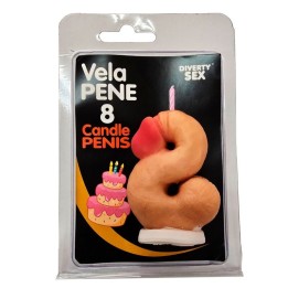DIABLO PICANTE - PENIS CANDLE IN THE SHAPE OF THE NUMBER 8 FLESH COLOR - D-246293 - Teknashop Ltd
