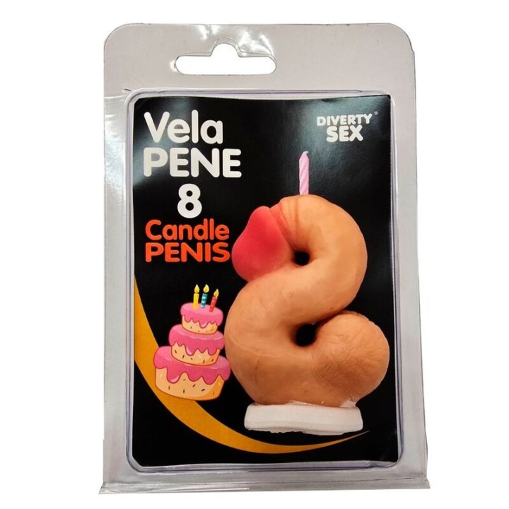 DIABLO PICANTE - PENIS CANDLE IN THE SHAPE OF THE NUMBER 8 FLESH COLOR - D-246293 - Teknashop Ltd