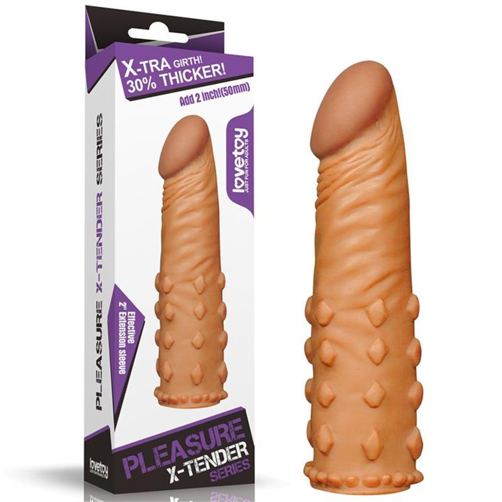 Penis Sleeve Add 2 Pleasure X Tender Brown - LO-LV1054 - Teknashop Ltd